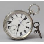A Patented Lever Pocket Watch, the Back Plate Stamped "Fine Silver" and with Compensated Jewelled