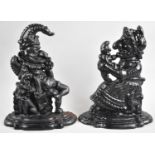 A Pair of Heavy Reproduction Cast Iron Door Stops, Punch and Judy, 30cm high