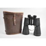 A Pair of Columbia 20x70 Field Binoculars, One Eyepiece Bezel Missing, Complete with Leather Case