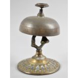 A Vintage Brass Countertop Reception Bell, 13cm high, Working