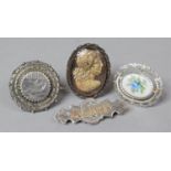 A Collection of Two Silver Brooches, One Silver Pendant and a Silver Mounted Cameo