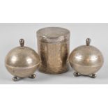 A Collection of Nigerian Metalwares by Aikin Amadu Kano, to Include Pair of Globular Lidded Pots and