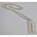 A Silver Ingot Pendant Together with a Chain, 40.6g Overall