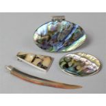 A Collection of Four Pieces of Silver and Abalone Shell Costume Jewellery