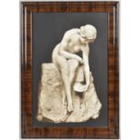 A Framed Print of Seated Classical Lady Collecting Water from a Stone, 37x56cm