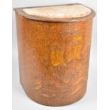 A Mid 20th Century Bow Fronted Wooden Box Stool Decorated in Relief with Galleon, 35cm Wide and