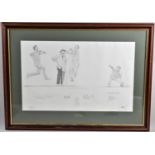 A Framed Limited Edition Cricket Print, Howzatt! no. 17/300 by Paul Vater, 56x35cm