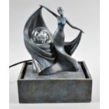 A Modern Cast Resin Indoor Illuminated Water Feature in the Form of Maiden with Crystal Ball, 26cm