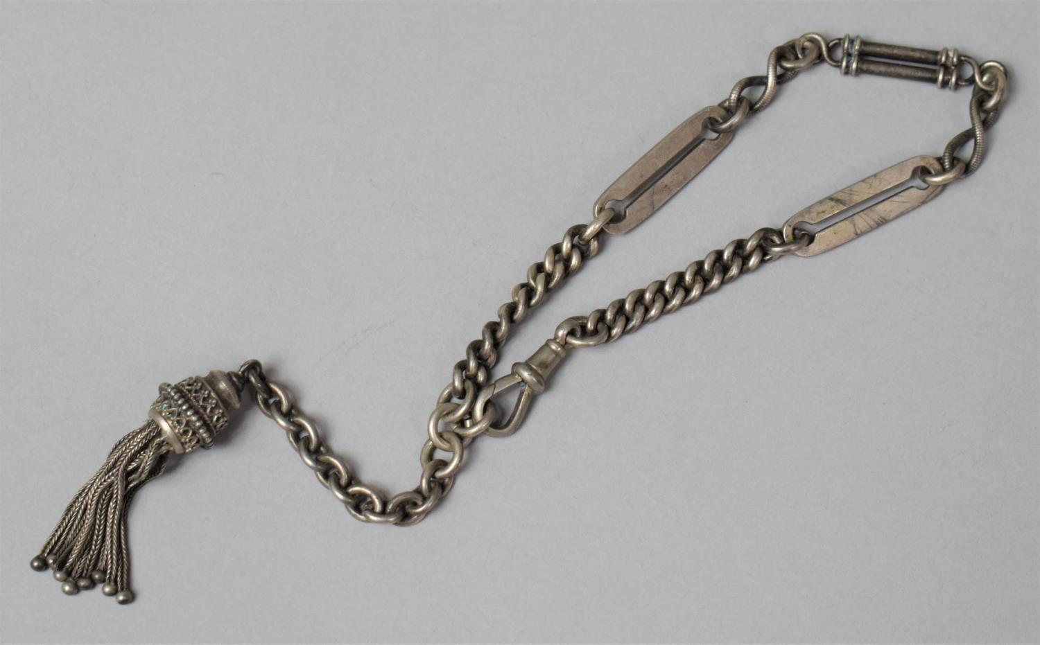 A White Metal Victorian Albertina Watch Chain, 29.3g