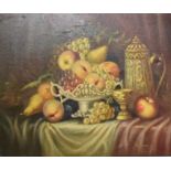 A Mounted But Unframed Oil on Canvas, Still Life, Fruit.