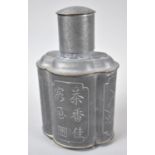 A Chinese Pewter Lobbed Teacaddy, the Base Stamped Made in Hong Kong, 17cm high