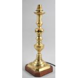 A Brass Candlestick Converted to Table Lamp, 41cm high