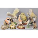 A Collection of Various Owl and Bird resin Ornaments to include Examples by Sherratt and Simpson Etc