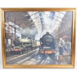 A Framed Railway Print, New Street 1957 by Philip Hawkins, 65x52cm