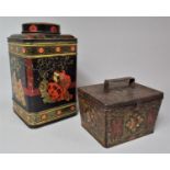 A Vintage Huntley and Palmer Biscuit Tin with Fleur De Lys Decoration in Multicoloured Enamels