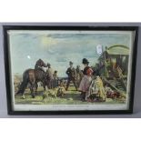 A Framed Alfred Munnings Racing Print, Epsom Downs - City and Suburban Day, 33x21cm