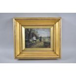 A Late 19th Century Oil Depicting Children Riding Donkeys Down Lane, Monogrammed J S T 1901, 39.