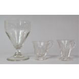 A 19th Century Hand Blown Ale Glass and Two Custard Glasses, Ale Glass 14.5cm high
