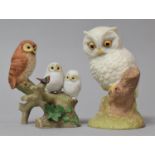 An Aynsley Baby Owl and Franklin Mint Country Church in March Figures, 11cm high