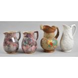 Four Various Jugs to Include Pair of Sponge Decorated Examples, Portmeirion Parian and