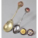 A RMS Arundel Castle Teacaddy Spoon with Enamelled Terminal, a TNSV Wanganella Souvenir Teaspoon and