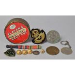 A Collection of Various Military Buttons, Embroidered Badge, Enamelled Bowling Shield etc