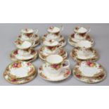 An Albert Old Country Roses Tea Set to comprise Six Cups, Fourteen Saucers, Side Plates together