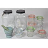 A Collection of Various Glass Storage Jars etc