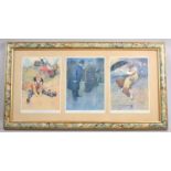 A Framed Triptych of Lawson Wood Prints, Each 21x15cm