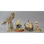 A Collection of Four Border Fine Art Owl Ornaments