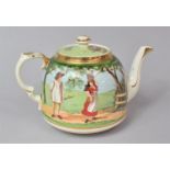 A Transfer Printed Salopian Teapot, Jack and Jill Pattern