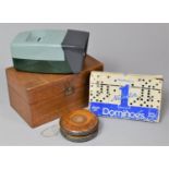 A Vintage Wooden Yo-yo, Dominoes Set and Wooden Box Containing Slide Viewer