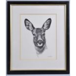 A Framed Cath Dow Print of a Deer, 18x23cm
