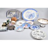 A Collection of Various Ceramics and Glass to Include Willow Pattern Meat Plates etc