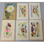 A Collection of Six WWI Silk Postcards