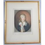 A Framed Coloured Mezzotint by Miss E Milner, HRH The Duke of Cambridge, Signed and with Print