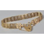 A 9ct Gold Gate Link Chain Bracelet, 15.6g