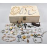 A Vintage Jewellery Box Containing Costume Jewellery