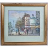 A Gilt Framed Oil Depicting Paris Street by Burnett, 25x20cm