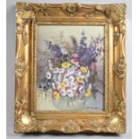 A Gilt Framed Oil on Canvas, Still Life Flowers, 24x19cm