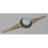 A Vintage Bar Brooch with Pale Blue Cabochon Stone, 9.5cm Long