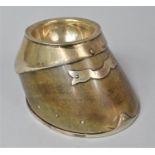 A 1940's Novelty Desktop Match Holder Formed From a Horse's Hoof with Silver Mount Having Rear Match