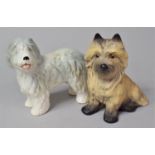 A Sylvac Matt Terrier and a Glazed Old English Sheepdog