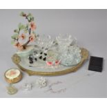 A Collection of Various Glass Ornaments, Oval Dressing Table Tray, Oriental Tree, Costume