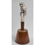 A Very Good Quality American Sterling Silver Walking Cane Handle in the Form of a Long Eared Owl