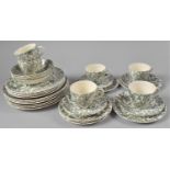 A Collection of Green and White Breakfast China to include Six Dinner Plates, Four Smaller Plates,