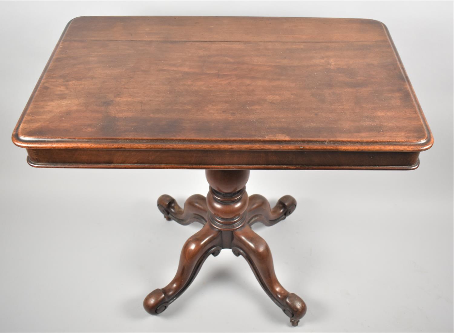 A Victorian Mahogany Rectangular Topped Occasional Table on Four scrolled Feet Culminating in - Image 2 of 2