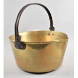 A Vintage Brass Jam Kettle with Loop Handle, 28cms Diameter