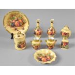 A Collection of Aynsley Orchard Gold to include Pair of Vases, Bowl, Trinket Dish, Lidded Vase,