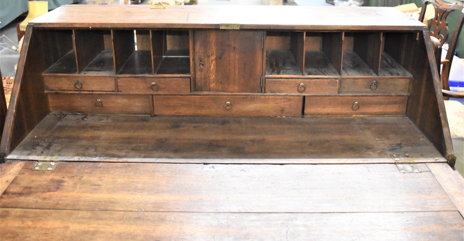 A Late Georgian Oak Fall Front Bureau with Fitted Interior having Drawers and Pigeon Holes, Two - Image 2 of 2